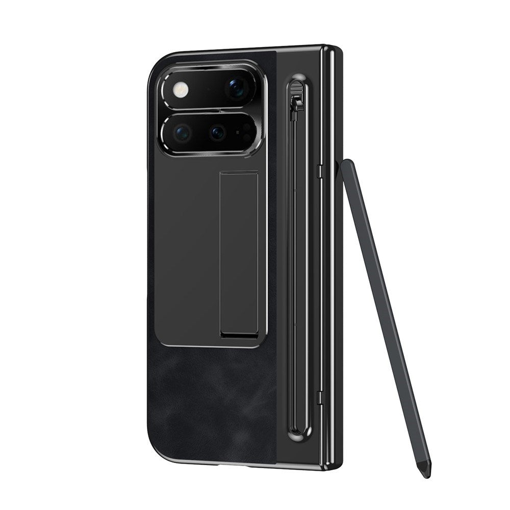 Google Pixel 11 Pro Fold EIDERWOOD Kunstskinndeksel med Herdet Glass – Svart