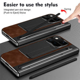 Google Pixel 11 Pro Fold EIDERWOOD Kunstskinndeksel med Herdet Glass – Brun / Svart