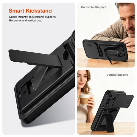 Samsung Galaxy A27 EIDERWOOD Hybrid Håndverker Deksel m. Kortholder & Cam Slider - Svart