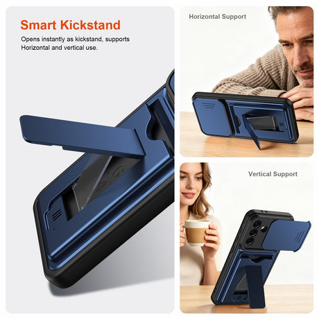 Samsung Galaxy A27 EIDERWOOD Hybrid Håndverker Deksel m. Kortholder & Cam Slider - Blå