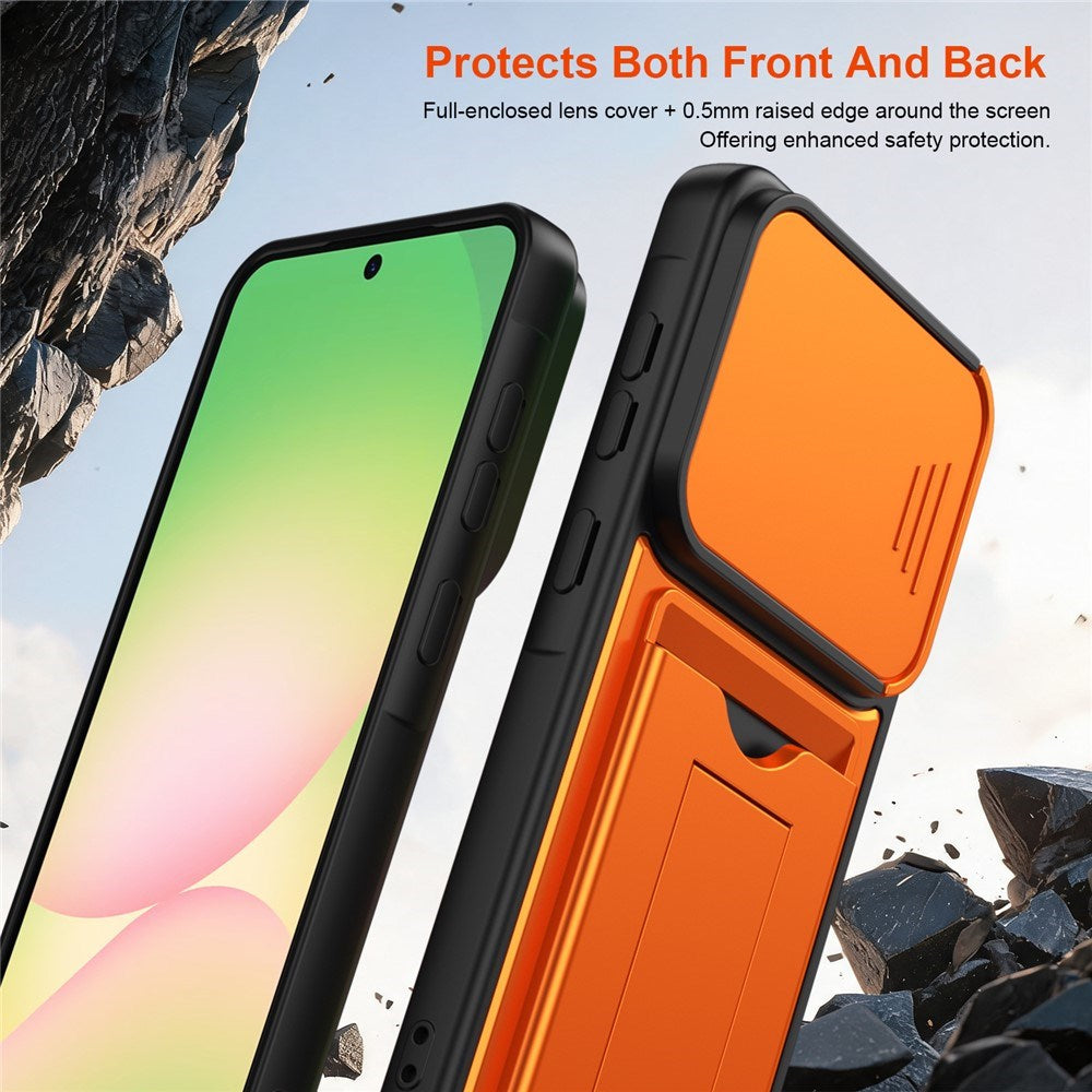 Samsung Galaxy A27 EIDERWOOD Hybrid Håndverker Deksel m. Kortholder & Cam Slider - Oransje