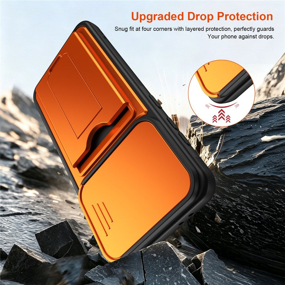 Samsung Galaxy A27 EIDERWOOD Hybrid Håndverker Deksel m. Kortholder & Cam Slider - Oransje
