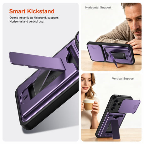 Samsung Galaxy A27 EIDERWOOD Hybrid Håndverker Deksel m. Kortholder & Cam Slider - Lilla
