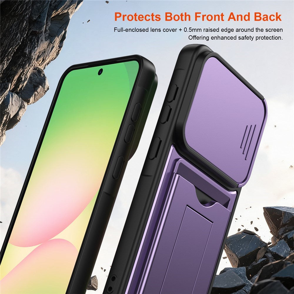 Samsung Galaxy A27 EIDERWOOD Hybrid Håndverker Deksel m. Kortholder & Cam Slider - Lilla