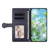 iPhone 18 Pro Max / 17 Pro Max Flippdeksel med 3D-Katteører - Kortholder & Stativfunksjon - Mørk Blå