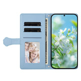 iPhone 17e / 16e Flippdeksel med 3D-Katteører - Kortholder & Stativfunksjon - Blå