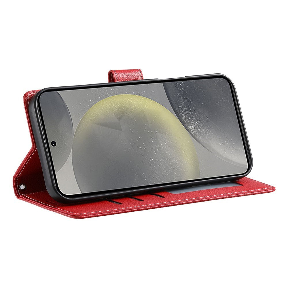 Samsung Galaxy S26 FE EIDERWOOD Flip Deksel med Kortholder og Stropp - Rød