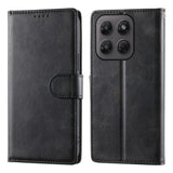 Motorola Moto G47 / G37 EIDERWOOD Flip Deksel i Skinn med Lommebok & Stropp - Svart