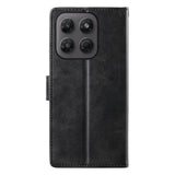 Motorola Moto G47 / G37 EIDERWOOD Flip Deksel i Skinn med Lommebok & Stropp - Svart