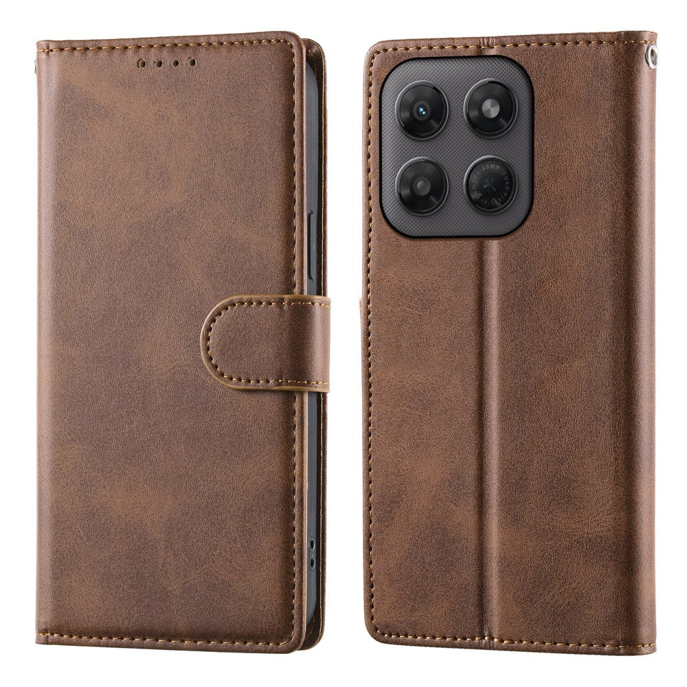Motorola Moto G47 / G37 EIDERWOOD Flip Deksel i Skinn med Lommebok & Stropp - Brun