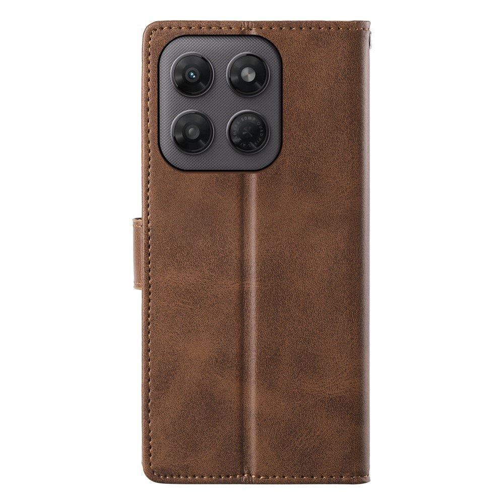 Motorola Moto G47 / G37 EIDERWOOD Flip Deksel i Skinn med Lommebok & Stropp - Brun