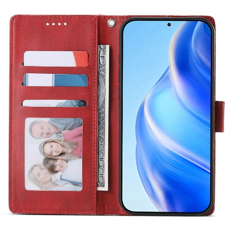 Motorola Moto G47 / G37 EIDERWOOD Flip Deksel i Skinn med Lommebok & Stropp - Rød