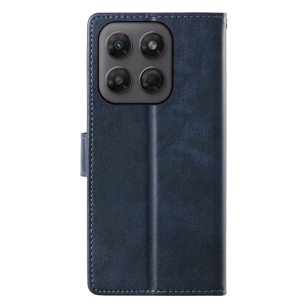 Motorola Moto G47 / G37 EIDERWOOD Flip Deksel i Skinn med Lommebok & Stropp - Blå