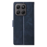 Motorola Moto G47 / G37 EIDERWOOD Flip Deksel i Skinn med Lommebok & Stropp - Blå