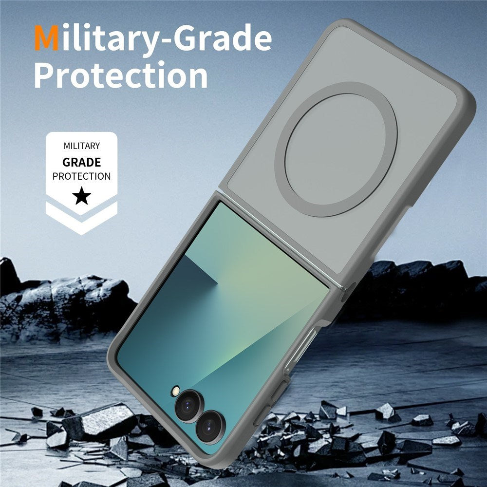 Samsung Galaxy Z Flip8 Matt Fleksibelt Plast Deksel - MagSafe Kompatibel - Grå