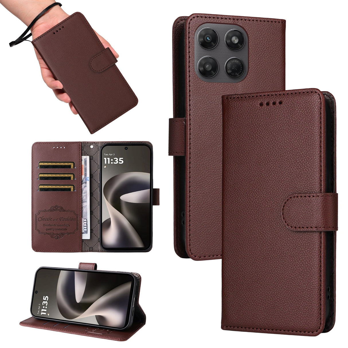 Motorola Moto G47 / G37 EIDERWOOD Flippdeksel (RFID-blokkering) - Brun