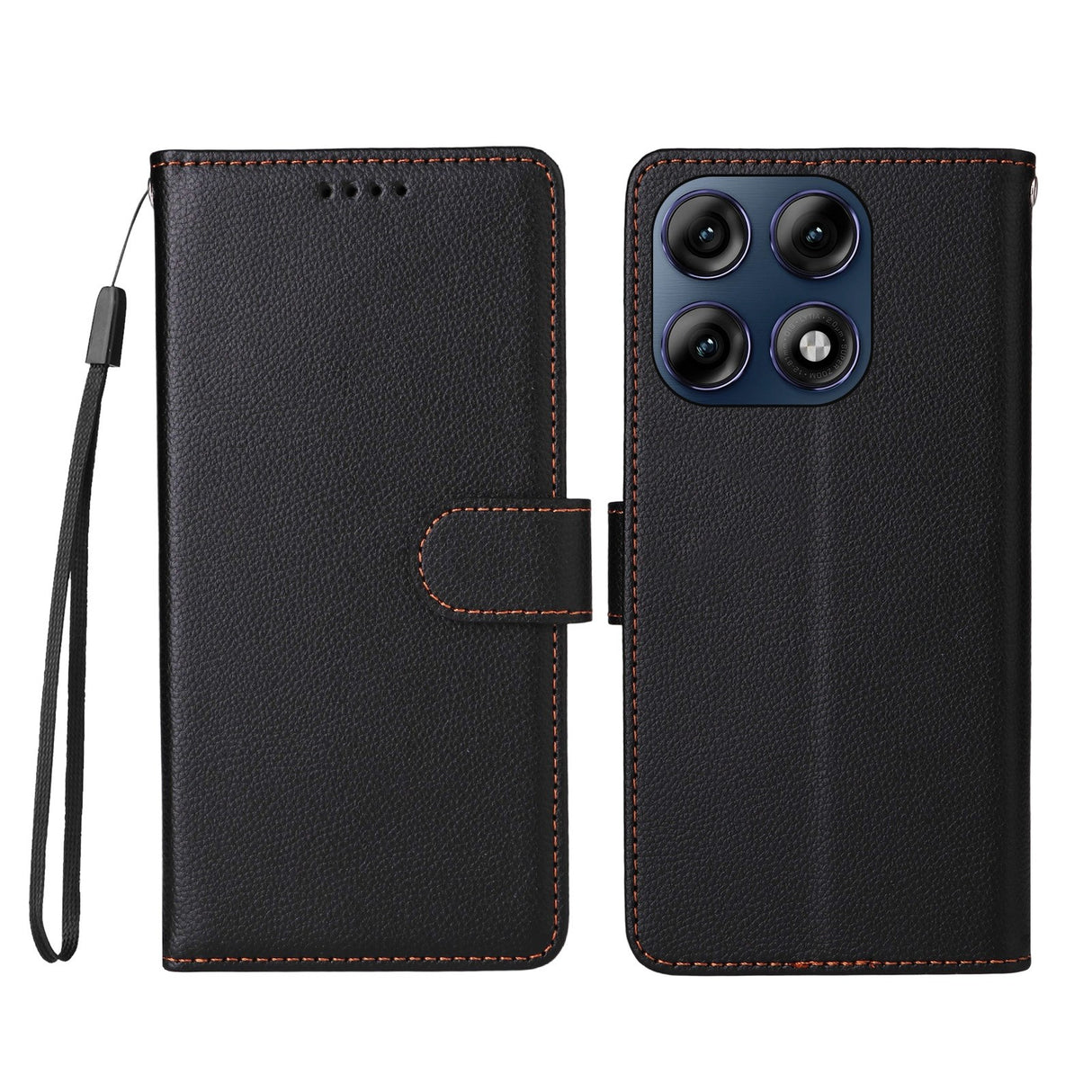 Motorola Edge 70 Pro EIDERWOOD Kunstskinn Flip Deksel m. Stropp - Svart