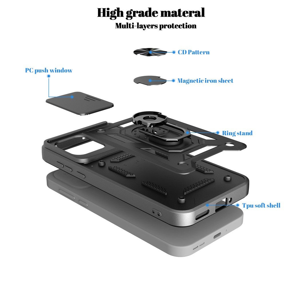OnePlus Nord CE6 EIDERWOOD Hybrid Håndverker Deksel m. Kickstand & Cam Slider - Svart