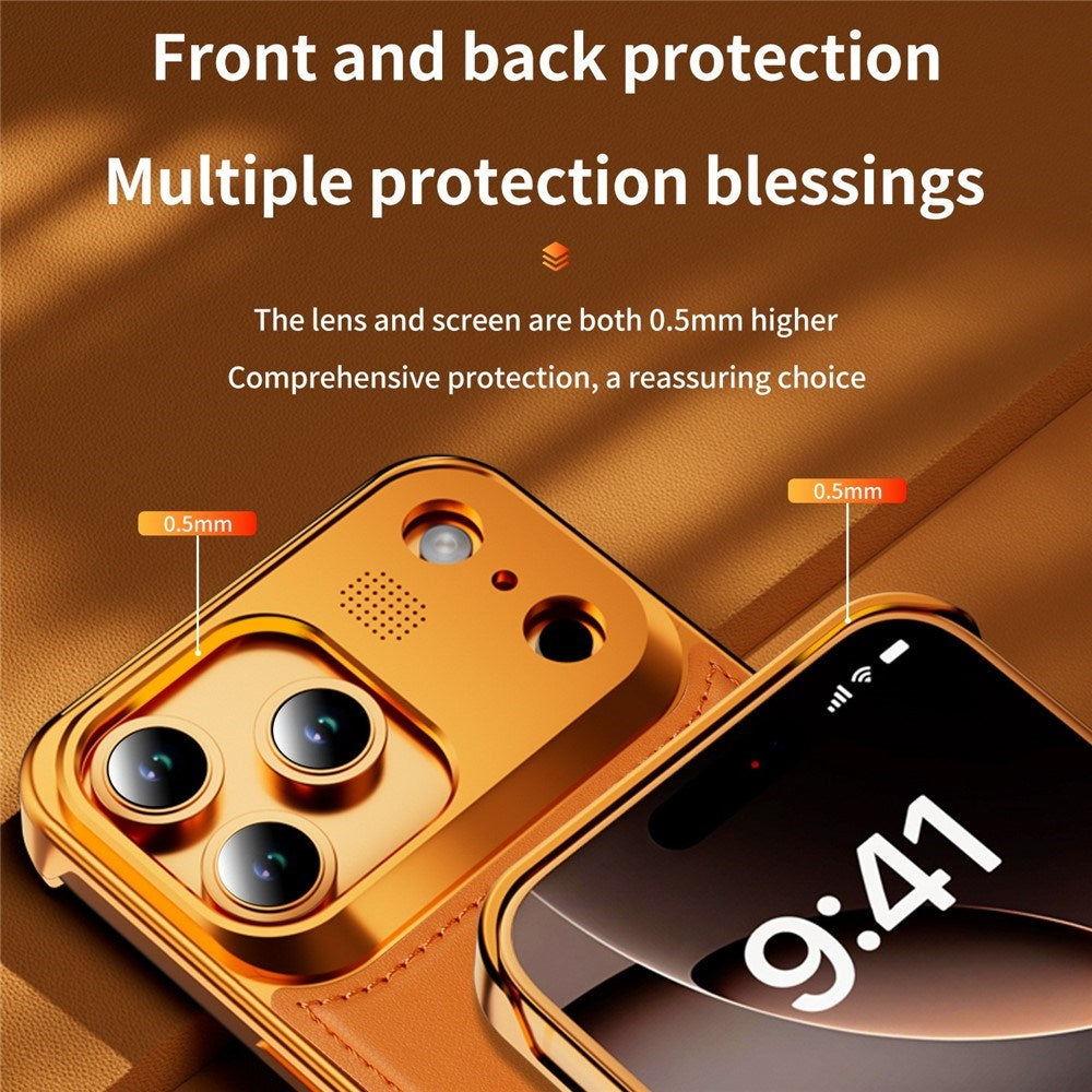 iPhone 17 Pro EIDERWOOD Stilig Metalldeksel med Kunstskinn – Sølv / Grå