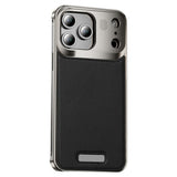 iPhone 17 Pro EIDERWOOD Stilig Metalldeksel med Kunstskinn – Sølv / Svart