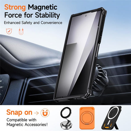 Samsung Galaxy Z Fold8 Ultra / Fold7 EIDERWOOD Håndverker Deksel med Indbygget Kickstand - MagSafe Kompatibel - Svart