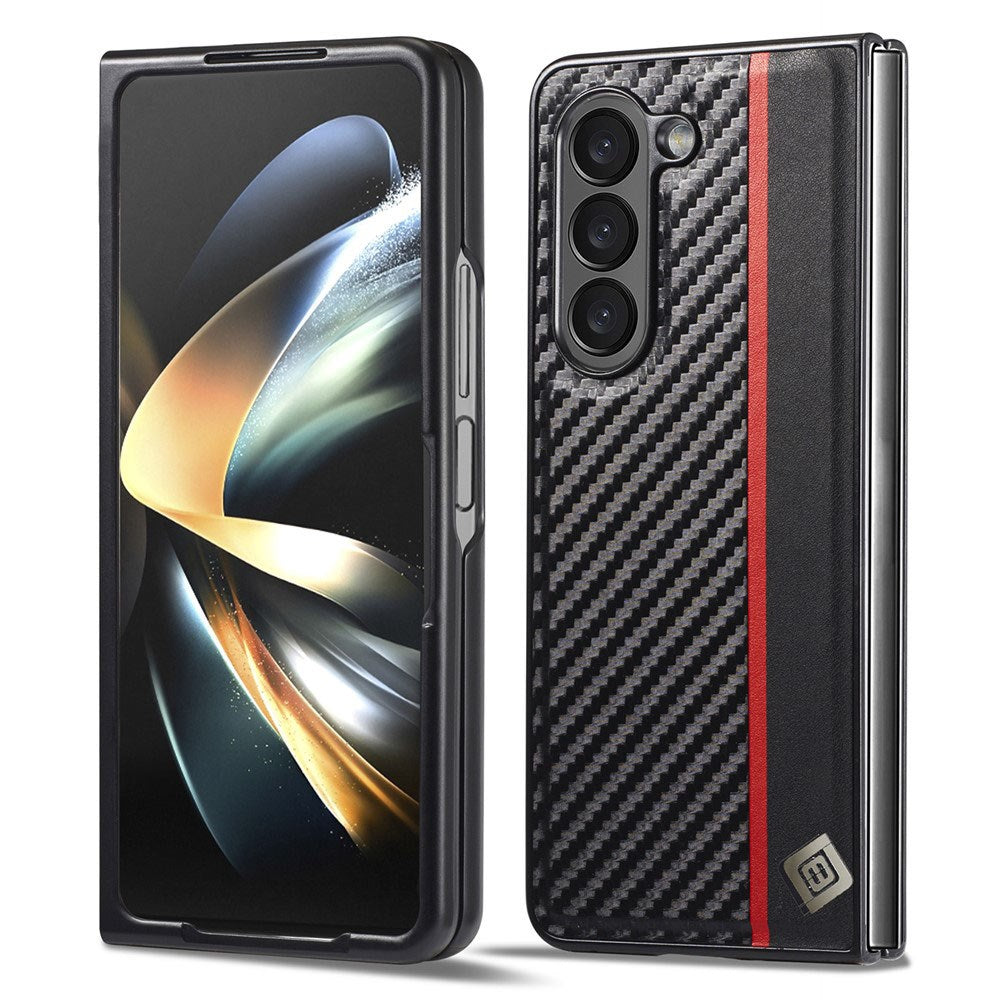 Samsung Galaxy Z Fold8 Ultra LC.IMEEKE Kunstskinn Deksel med Karbonfiber - Svart