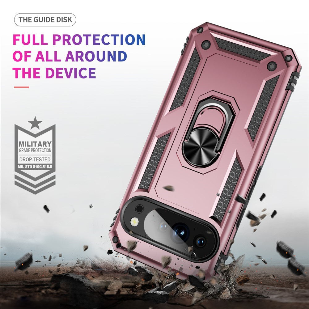 Google Pixel 11 / 11 Pro EIDERWOOD Håndverkerdeksel med 360 Graders Roterbar Støtte - Rose Gold
