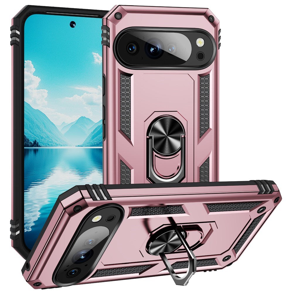 Google Pixel 11 Pro XL EIDERWOOD Håndverkerdeksel med 360 Graders Roterbar Støtte - Rose Gold
