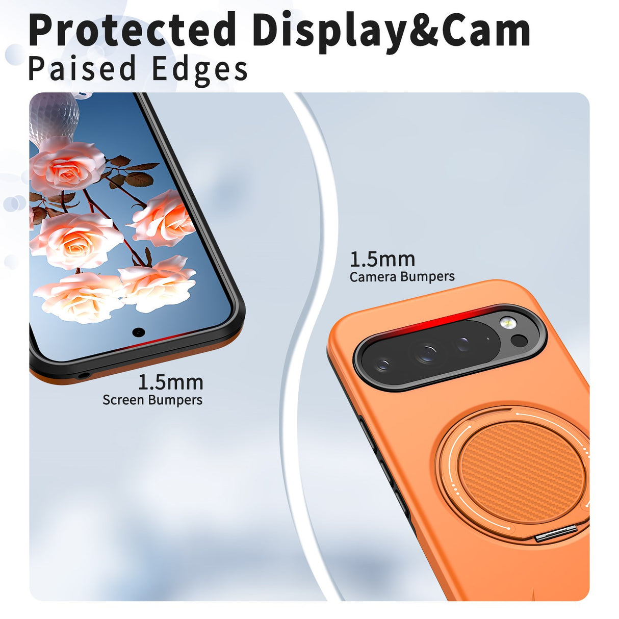 Google Pixel 11 / 11 Pro EIDERWOOD Hybrid Plast Deksel med Roterende Kickstand - MagSafe Kompatibel - Oransje