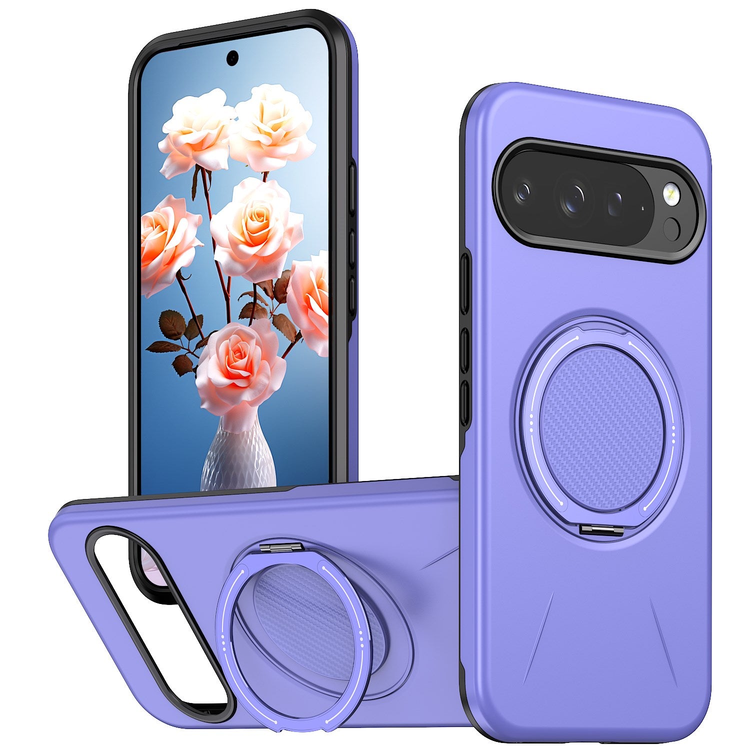 Google Pixel 11 / 11 Pro EIDERWOOD Hybrid Plast Deksel med Roterende Kickstand - MagSafe Kompatibel - Lilla