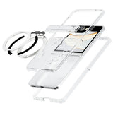 Samsung Galaxy Z Flip8 EIDERWOOD Hybrid Deksel med Roterbar Støtte - Gjennomsiktig