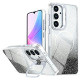 Samsung Galaxy S26 FE EIDERWOOD Hybrid Deksel med Glitter & Kamerastativ - Gjennomsiktig / Svart