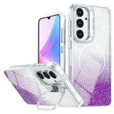 Samsung Galaxy S26 FE EIDERWOOD Hybrid Deksel med Glitter & Kamerastativ - Gjennomsiktig / Lilla