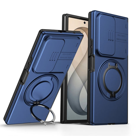 Samsung Galaxy Z Fold8 Ultra / Fold7 EIDERWOOD Hybrid Deksel med 360° Roterbart Stativ & Kamerabeskyttelse - MagSafe Kompatibel - Blå