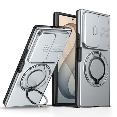 Samsung Galaxy Z Fold8 Ultra / Fold7 EIDERWOOD Hybrid Deksel med 360° Roterbart Stativ & Kamerabeskyttelse - MagSafe Kompatibel - Grå