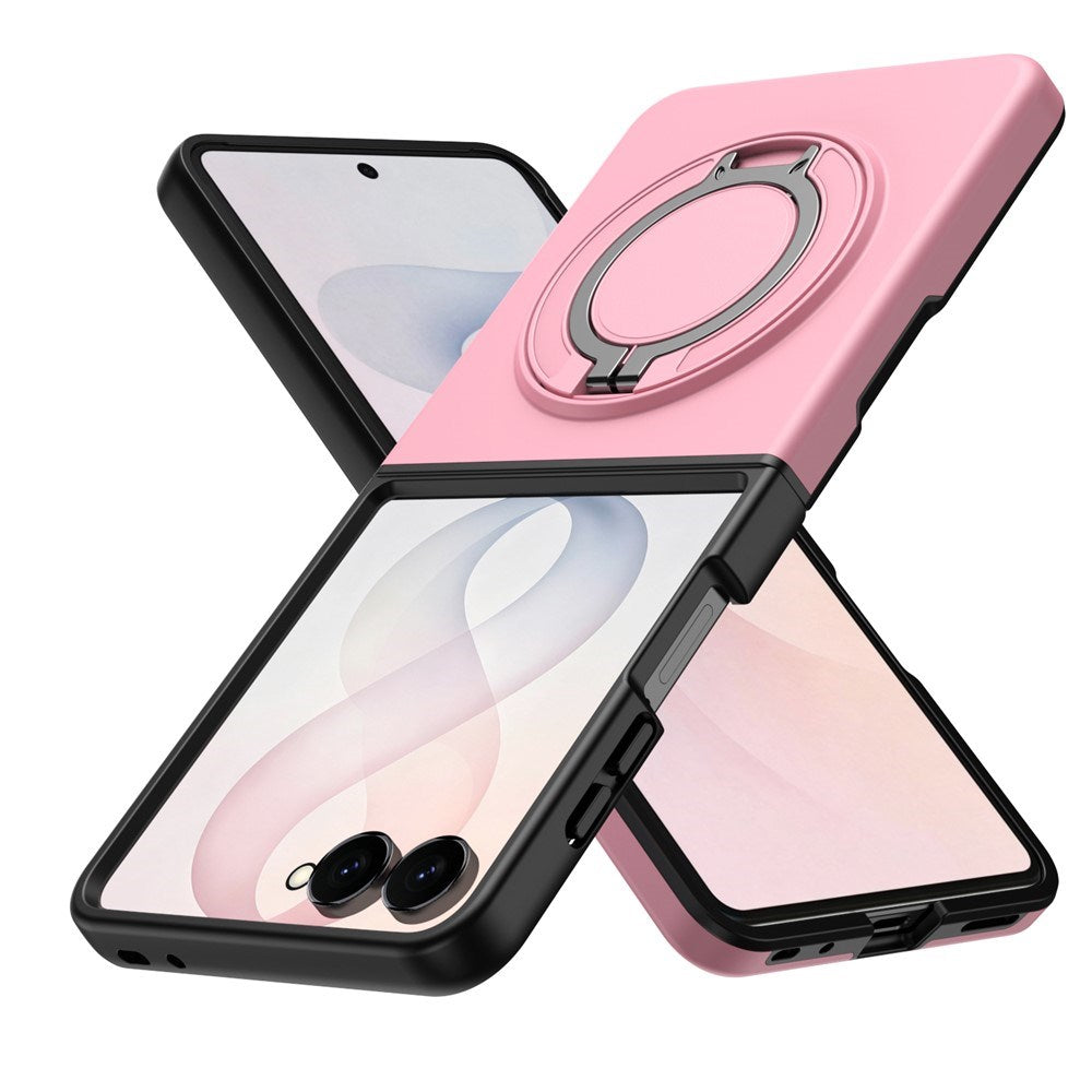 Samsung Galaxy Z Flip8 EIDERWOOD Hybrid Deksel med 360° Roterbart Stativ - Rosa