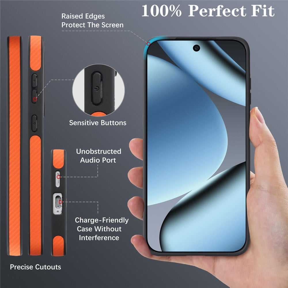 Google Pixel 11 Pro XL EIDERWOOD Deksel med Karbonstruktur – MagSafe Kompatibel – Oransje
