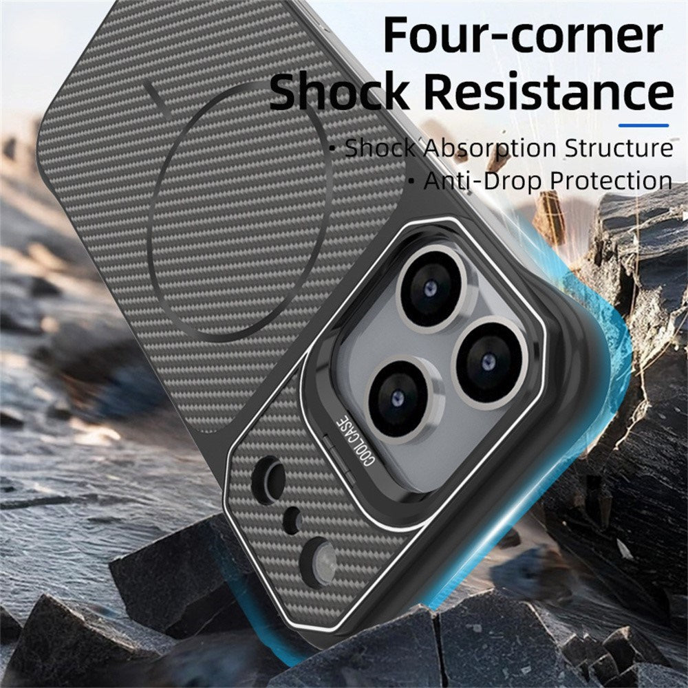 iPhone 18 Pro / 17 Pro EIDERWOOD Carbon Deksel m. Kickstand - MagSafe Kompatibel - Svart
