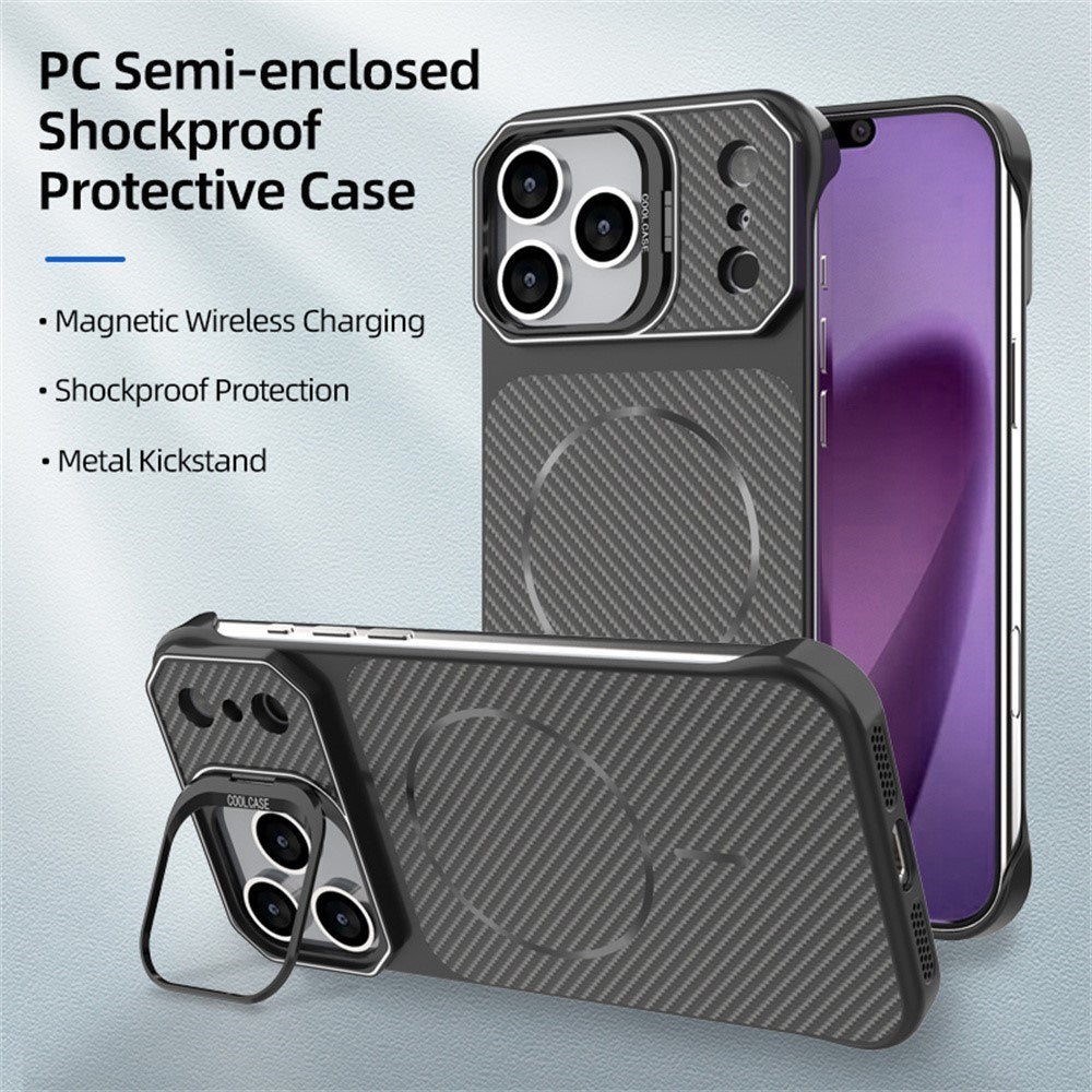 iPhone 18 Pro / 17 Pro EIDERWOOD Carbon Deksel m. Kickstand - MagSafe Kompatibel - Oransje