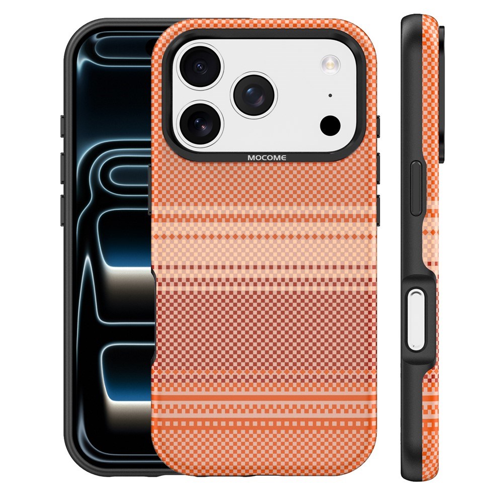 iPhone 18 Pro EIDERWOOD Deksel med Mønstret Kunstskinn Bakside – MagSafe Kompatibel - Oransje