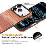iPhone 18 Pro EIDERWOOD Deksel med Mønstret Kunstskinn Bakside – MagSafe Kompatibel - Oransje