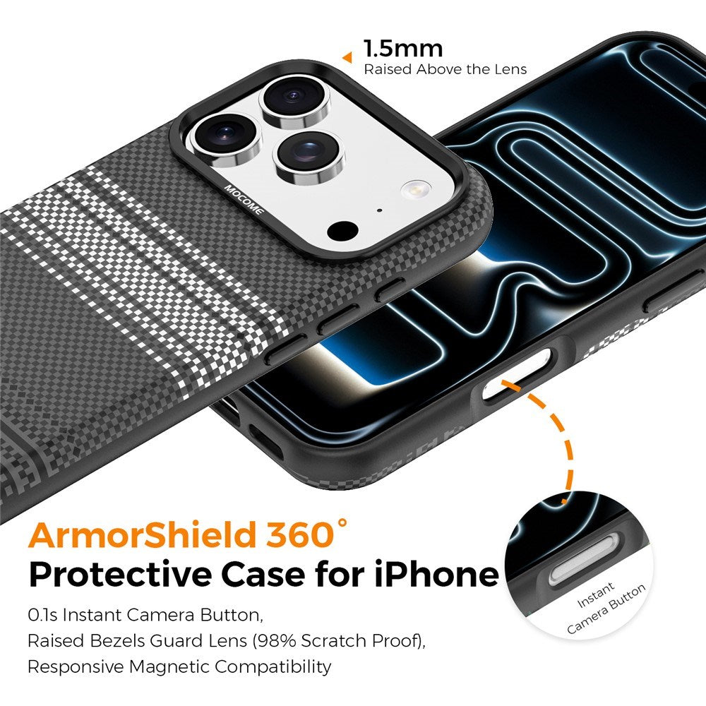 iPhone 18 Pro EIDERWOOD Deksel med Mønstret Kunstskinn Bakside – MagSafe Kompatibel - Grå