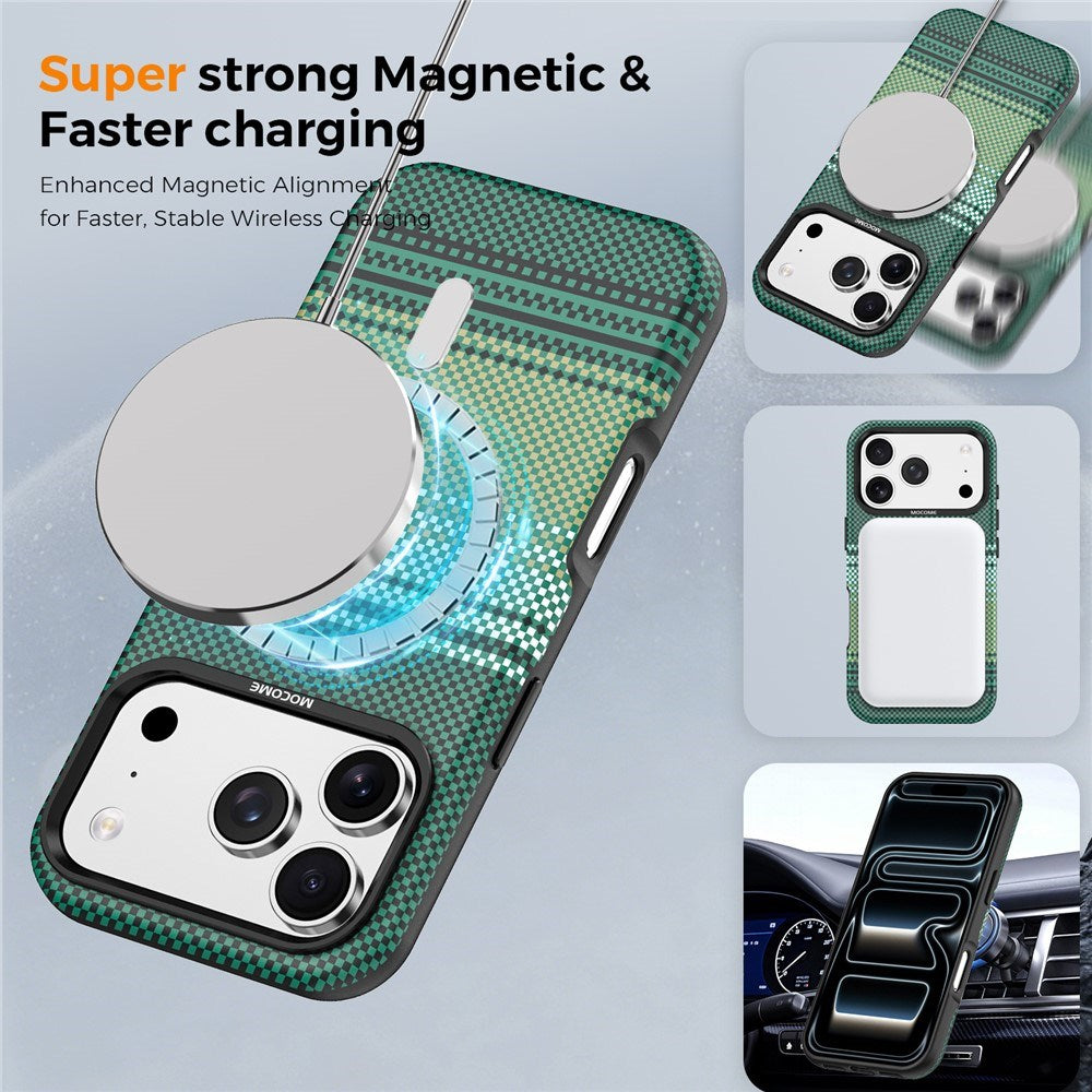 iPhone 18 Pro EIDERWOOD Deksel med Mønstret Kunstskinn Bakside – MagSafe Kompatibel - Grønn