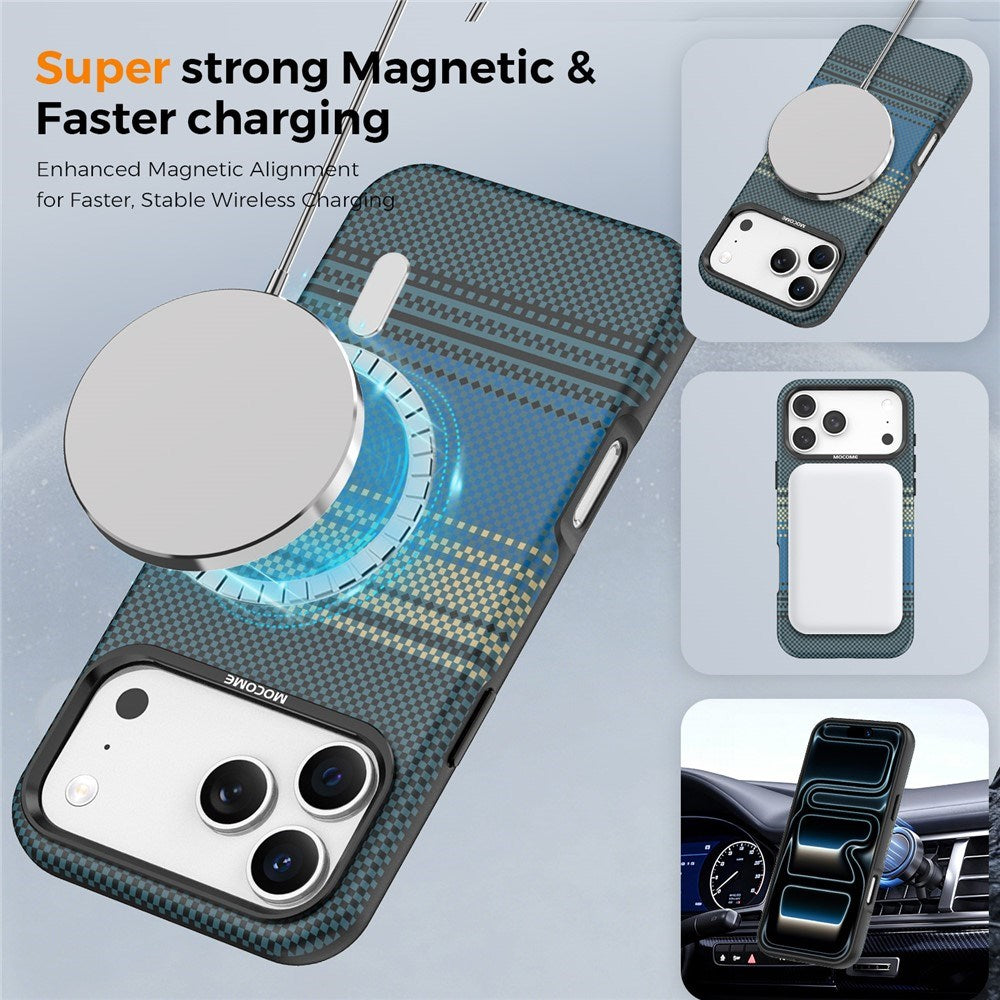 iPhone 18 Pro Max EIDERWOOD Deksel med Mønstret Kunstskinn Bakside – MagSafe Kompatibel - Blå