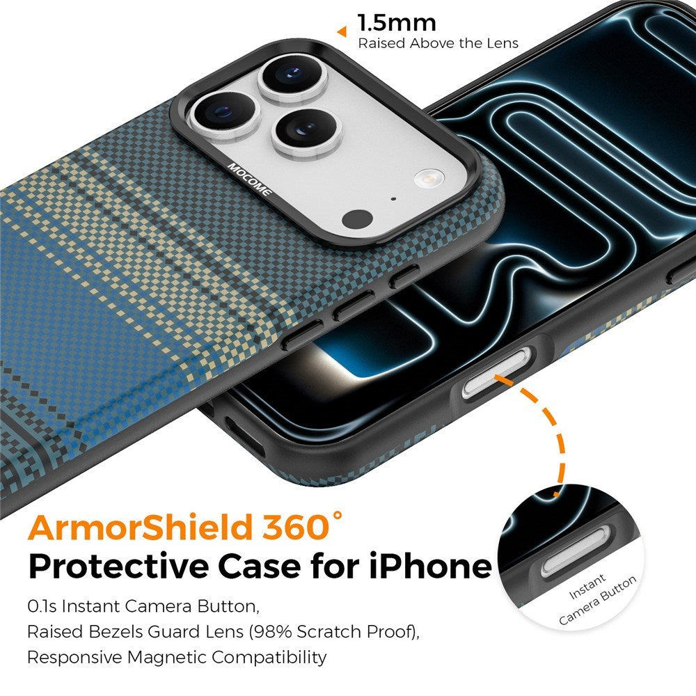 iPhone 18 Pro Max EIDERWOOD Deksel med Mønstret Kunstskinn Bakside – MagSafe Kompatibel - Blå