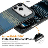 iPhone 18 Pro Max EIDERWOOD Deksel med Mønstret Kunstskinn Bakside – MagSafe Kompatibel - Blå