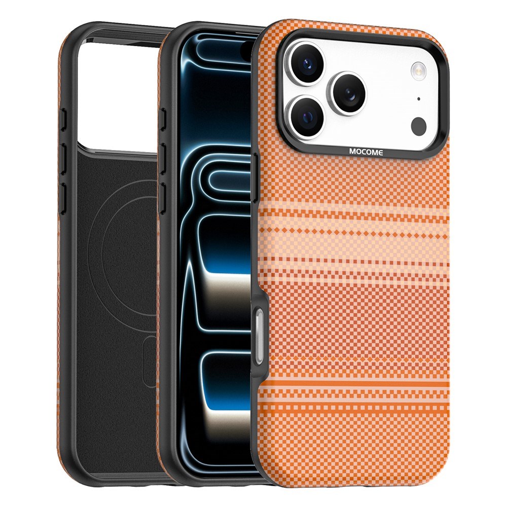 iPhone 18 Pro Max EIDERWOOD Deksel med Mønstret Kunstskinn Bakside – MagSafe Kompatibel - Oransje