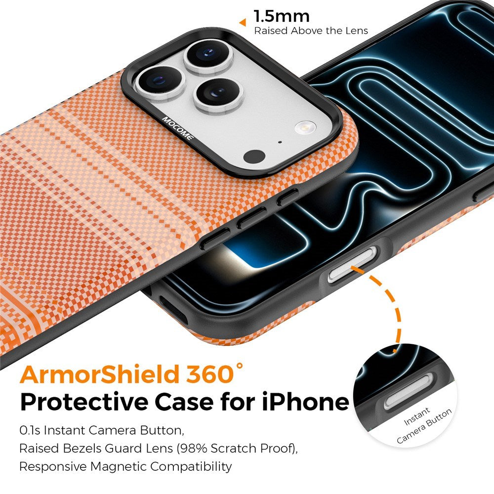 iPhone 18 Pro Max EIDERWOOD Deksel med Mønstret Kunstskinn Bakside – MagSafe Kompatibel - Oransje
