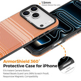 iPhone 18 Pro Max EIDERWOOD Deksel med Mønstret Kunstskinn Bakside – MagSafe Kompatibel - Oransje