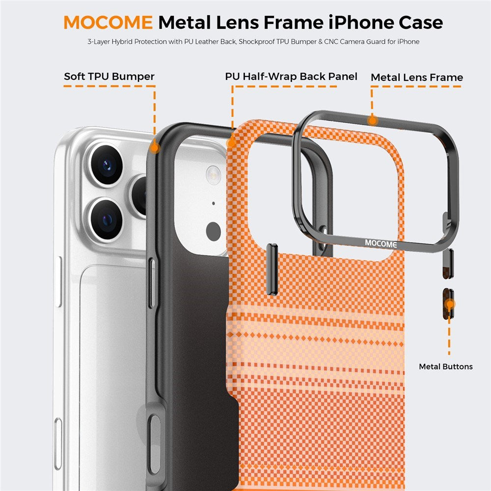 iPhone 18 Pro Max EIDERWOOD Deksel med Mønstret Kunstskinn Bakside – MagSafe Kompatibel - Oransje
